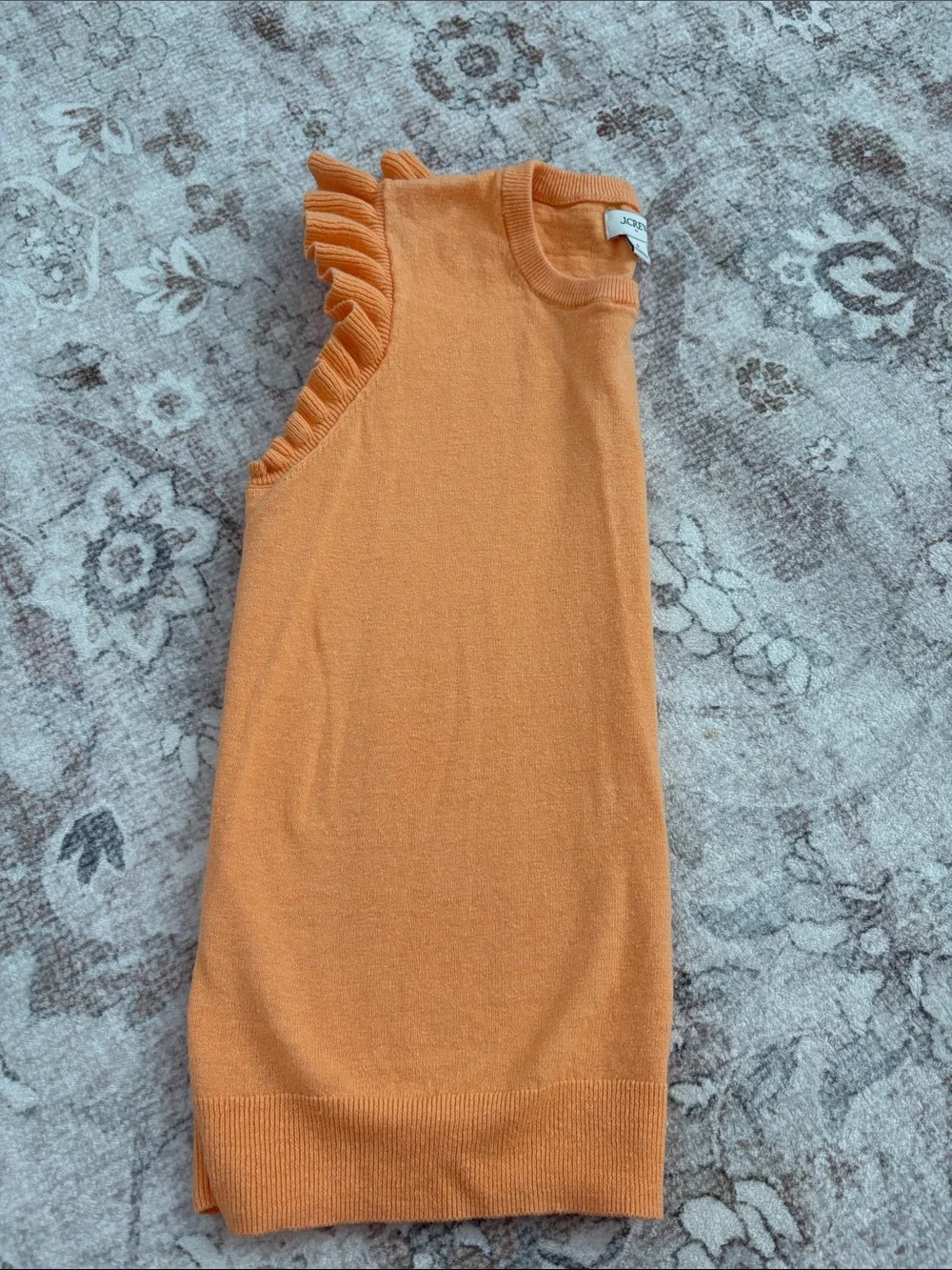 J. Crew Peach Orange Ruffle Sleeve Knit Tank